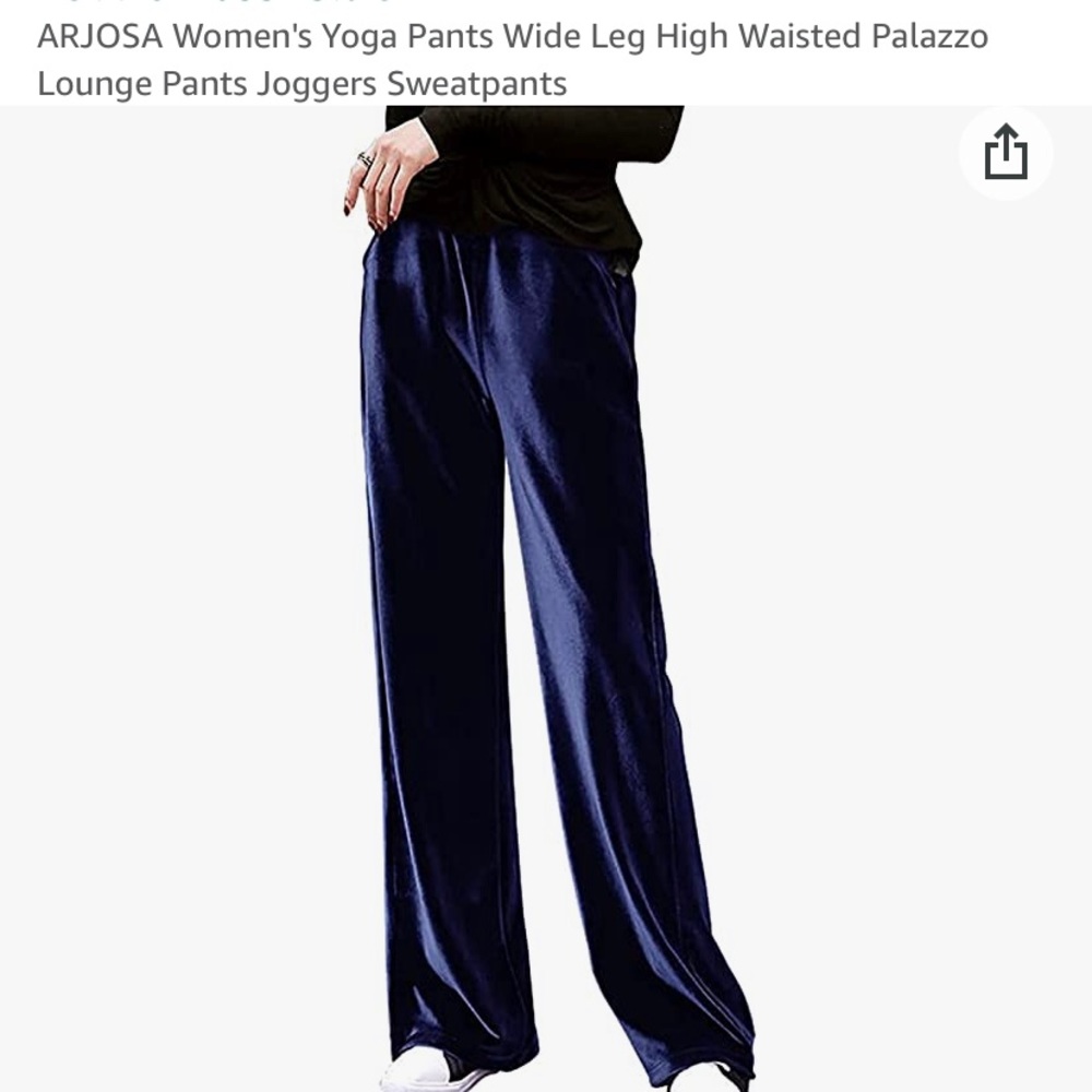 NAVY VELOR YOGA PANTS! . Wide leg. Tie waist. BRAND NEW! SZ MED AND XL